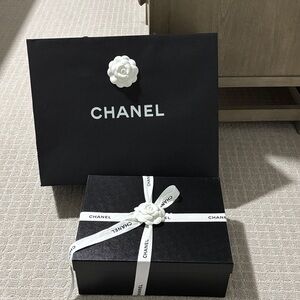 Chanel Black Box with White Camellia Ribbon